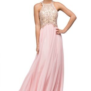 Dancing Queen Gold and Cream Embellished Maxi Dress